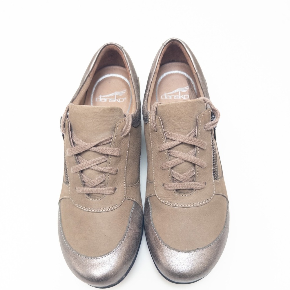 Dansko Taupe Metallic Wedge Sneakers - Picture 6 of 13